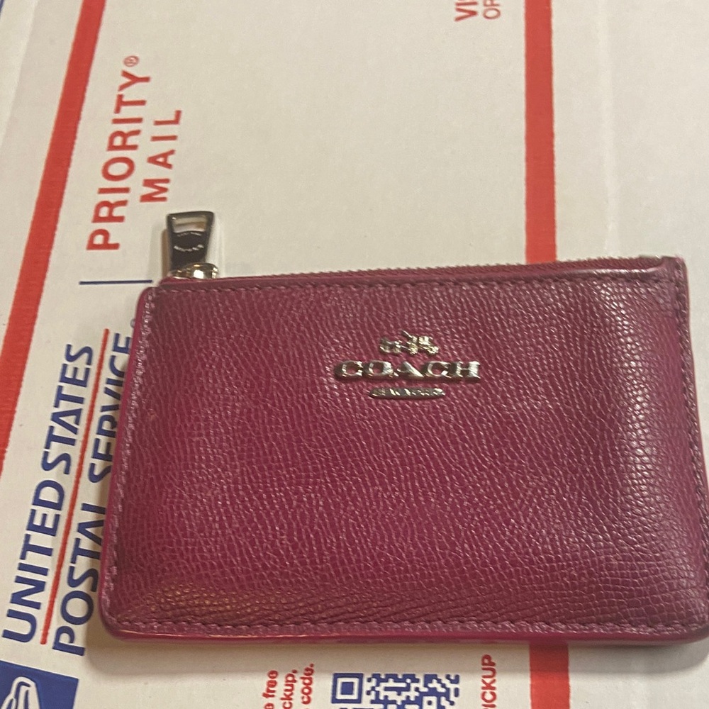 Coach Magenta Leather Coin Pouch